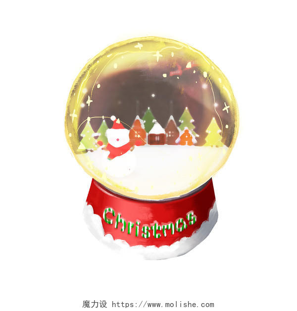 彩色卡通圣诞节圣诞老人水晶球圣诞元素PNG素材